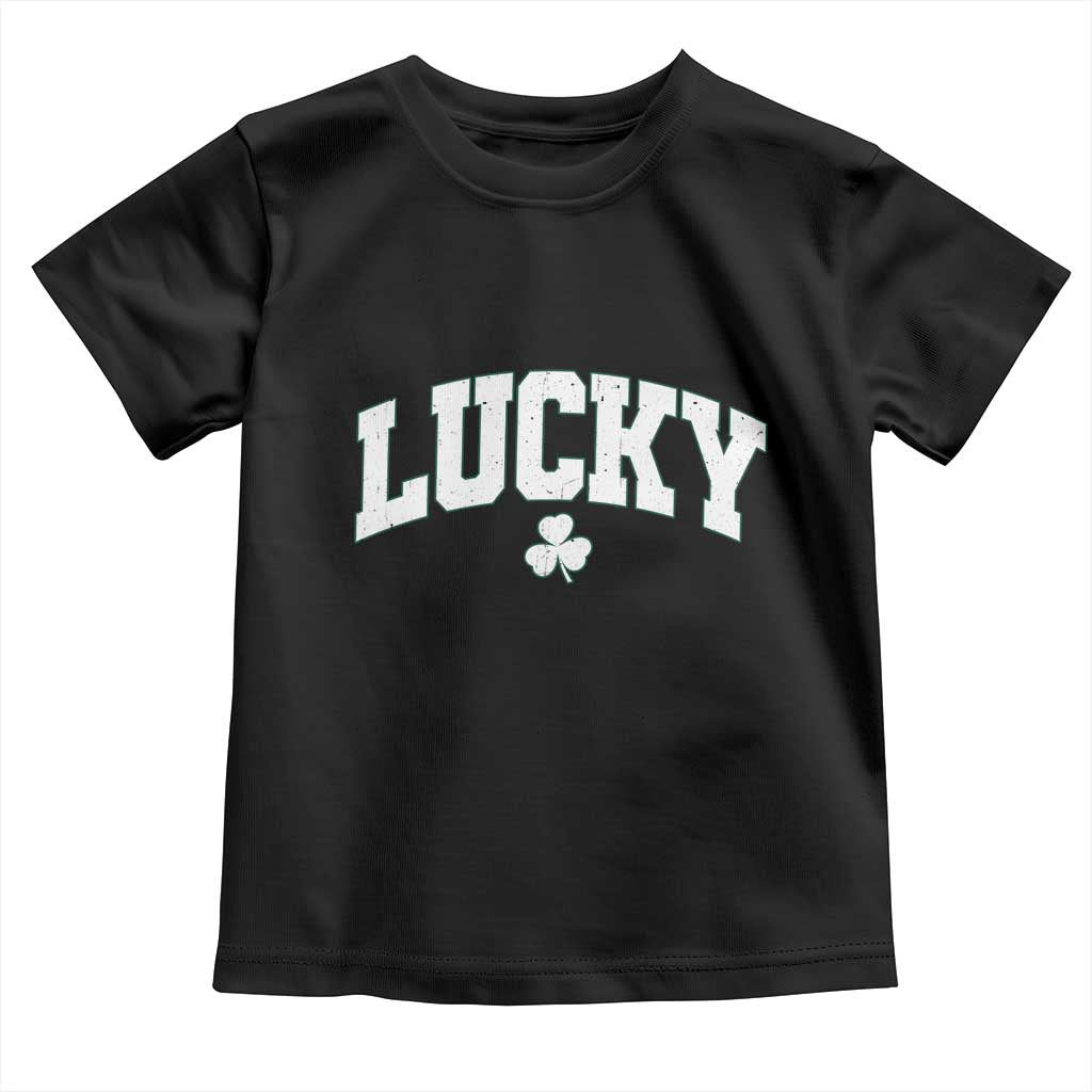 Retro Lucky Toddler T Shirt St Patricks Day Irish Shamrock Varsity