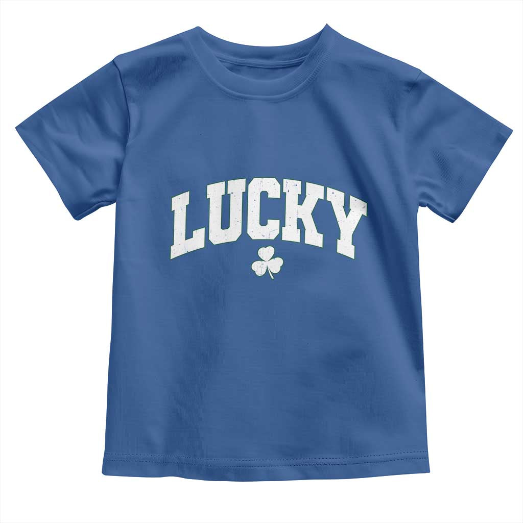 Retro Lucky Toddler T Shirt St Patricks Day Irish Shamrock Varsity