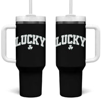 Retro Lucky Tumbler With Handle St Patricks Day Irish Shamrock Varsity