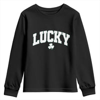 Retro Lucky Youth Sweatshirt St Patricks Day Irish Shamrock Varsity