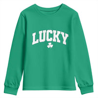 Retro Lucky Youth Sweatshirt St Patricks Day Irish Shamrock Varsity