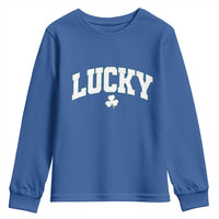 Retro Lucky Youth Sweatshirt St Patricks Day Irish Shamrock Varsity