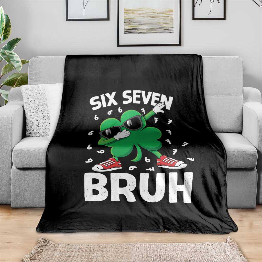 Funny Irish St Patricks Day Shamrock 67 Meme Throw Blanket Six Seven Bruh Gen Alpha Slang