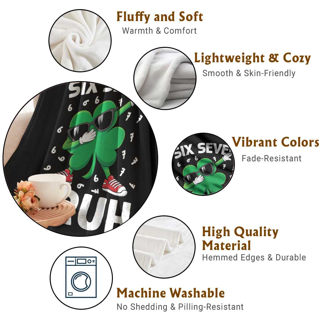 Funny Irish St Patricks Day Shamrock 67 Meme Throw Blanket Six Seven Bruh Gen Alpha Slang