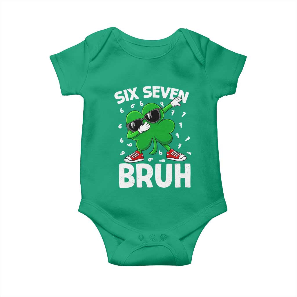 Funny Irish St Patricks Day Shamrock 67 Meme Baby Onesie Six Seven Bruh Gen Alpha Slang