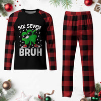 Funny Irish St Patricks Day Shamrock 67 Meme Plaid Pajama Set Six Seven Bruh Gen Alpha Slang
