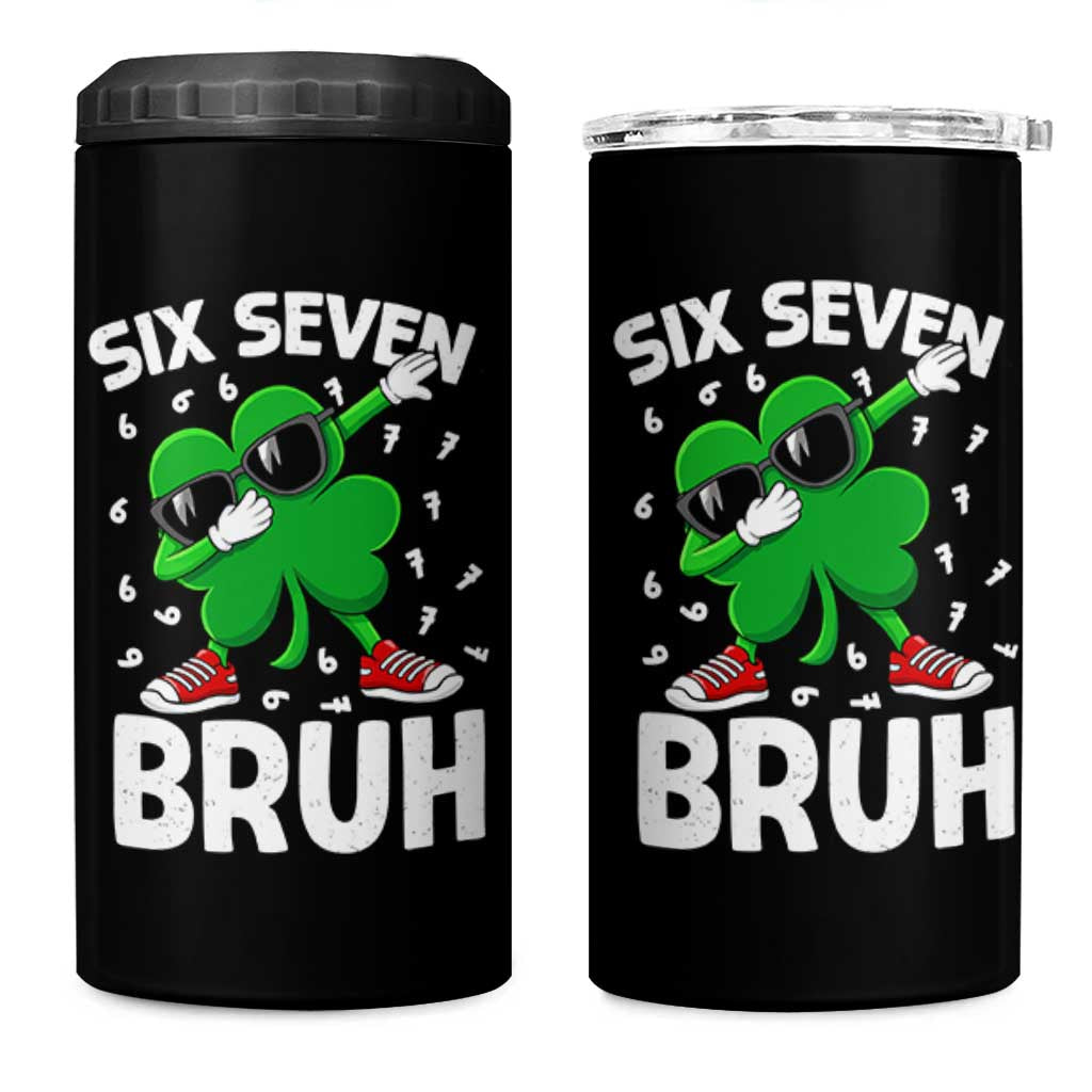 Funny Irish St Patricks Day Shamrock 67 Meme 4 in 1 Can Cooler Tumbler Six Seven Bruh Gen Alpha Slang