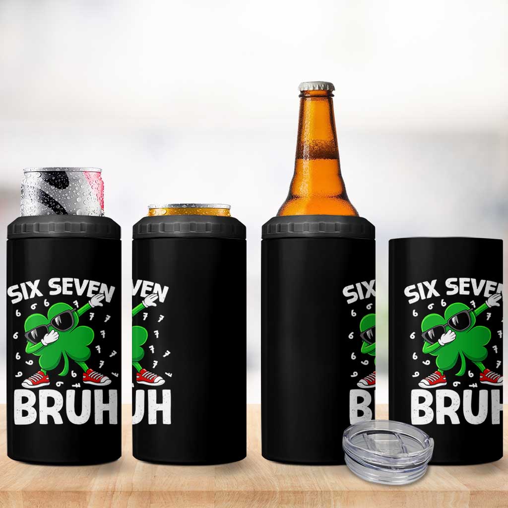 Funny Irish St Patricks Day Shamrock 67 Meme 4 in 1 Can Cooler Tumbler Six Seven Bruh Gen Alpha Slang