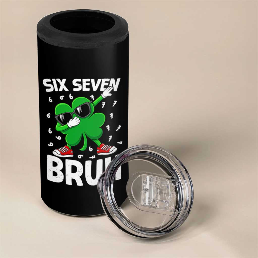 Funny Irish St Patricks Day Shamrock 67 Meme 4 in 1 Can Cooler Tumbler Six Seven Bruh Gen Alpha Slang