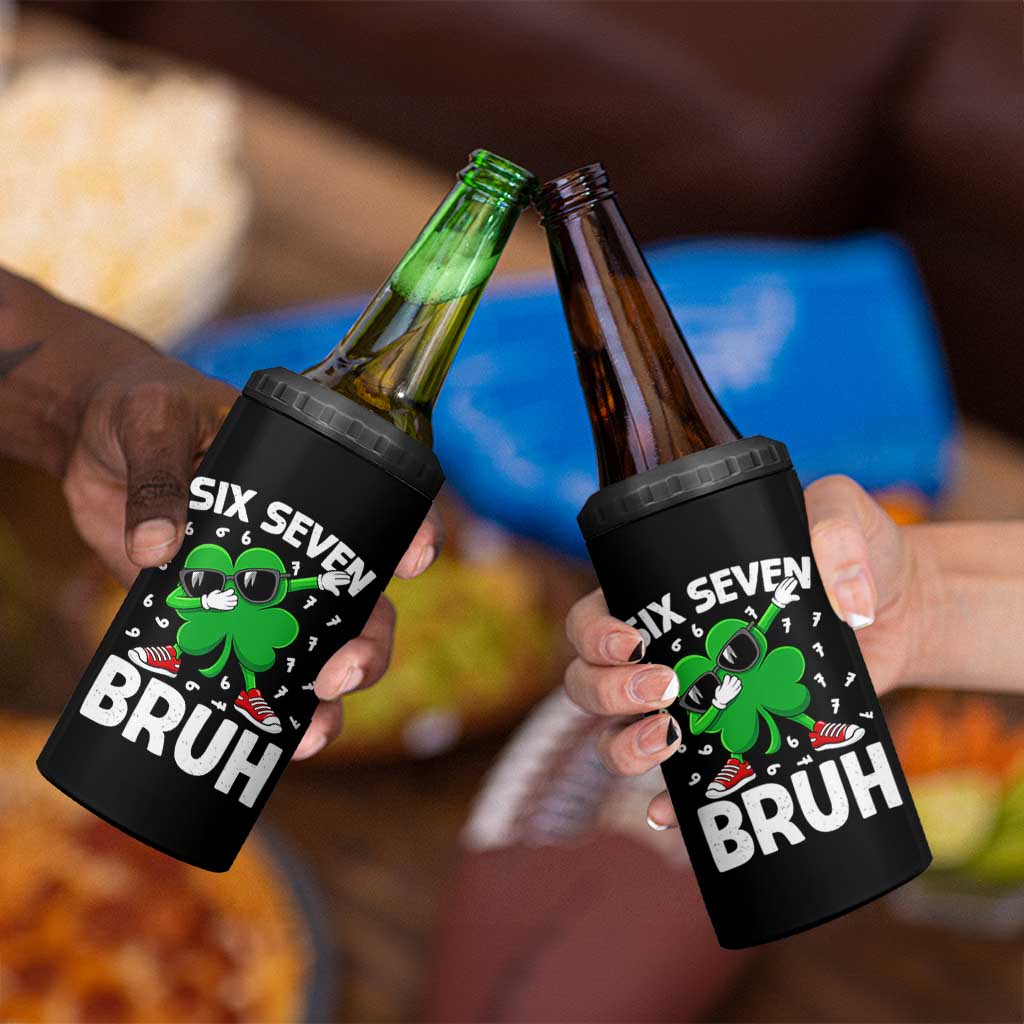 Funny Irish St Patricks Day Shamrock 67 Meme 4 in 1 Can Cooler Tumbler Six Seven Bruh Gen Alpha Slang
