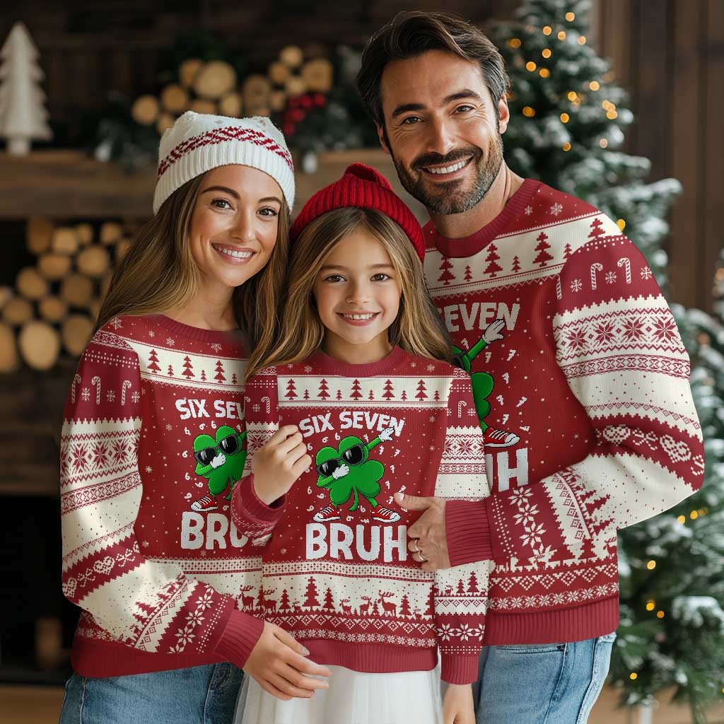 Funny Irish St Patricks Day Shamrock 67 Meme Ugly Christmas Sweater Six Seven Bruh Gen Alpha Slang