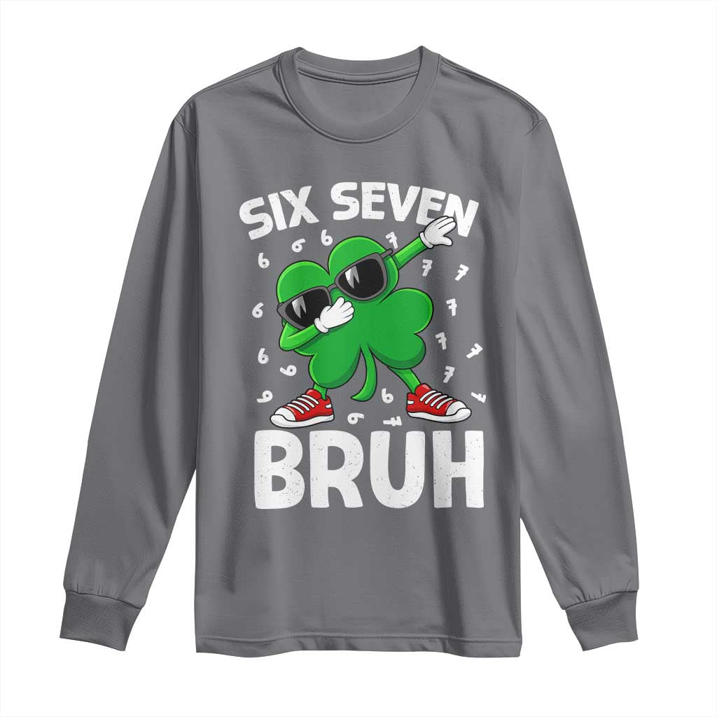 Funny Irish St Patricks Day Shamrock 67 Meme Long Sleeve Shirt Six Seven Bruh Gen Alpha Slang