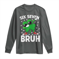 Funny Irish St Patricks Day Shamrock 67 Meme Long Sleeve Shirt Six Seven Bruh Gen Alpha Slang