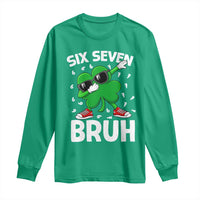 Funny Irish St Patricks Day Shamrock 67 Meme Long Sleeve Shirt Six Seven Bruh Gen Alpha Slang
