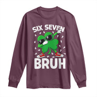 Funny Irish St Patricks Day Shamrock 67 Meme Long Sleeve Shirt Six Seven Bruh Gen Alpha Slang
