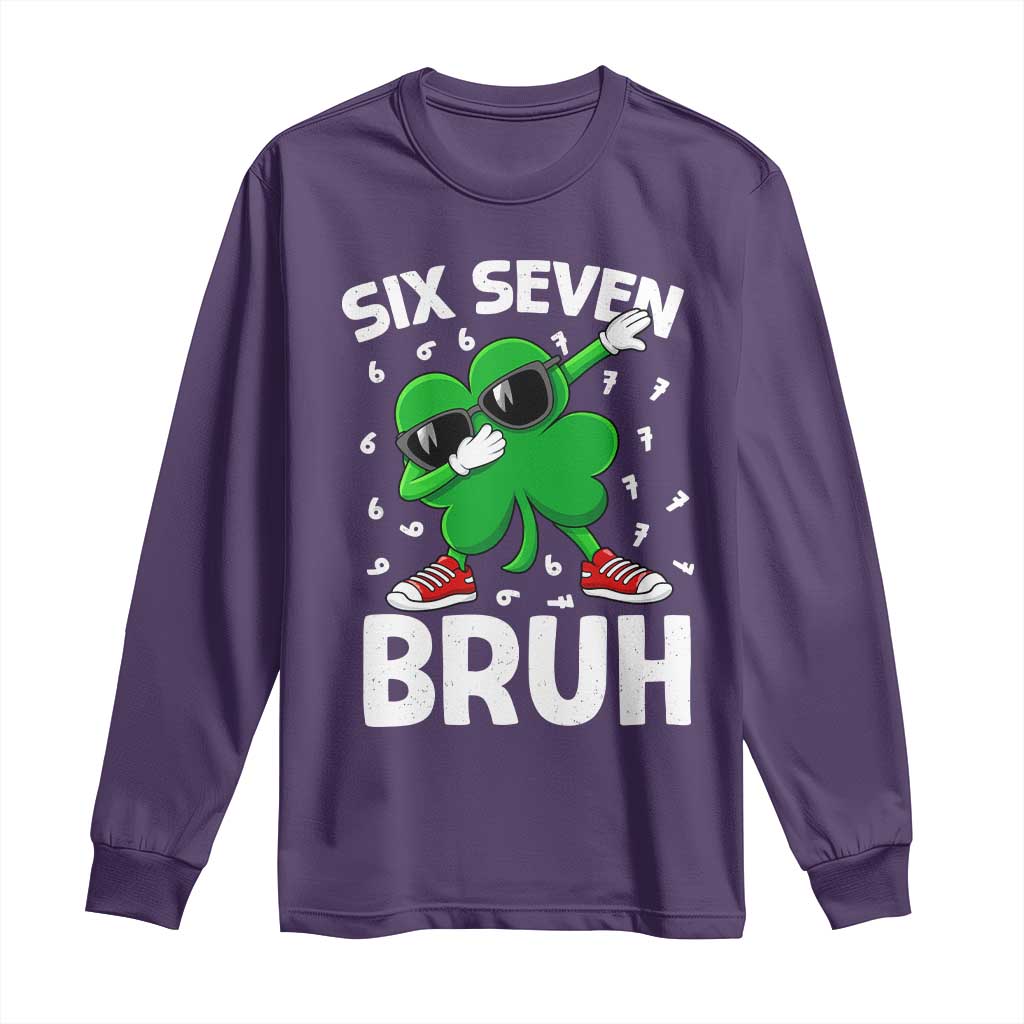 Funny Irish St Patricks Day Shamrock 67 Meme Long Sleeve Shirt Six Seven Bruh Gen Alpha Slang