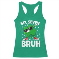 Funny Irish St Patricks Day Shamrock 67 Meme Racerback Tank Top Six Seven Bruh Gen Alpha Slang