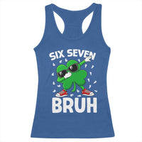 Funny Irish St Patricks Day Shamrock 67 Meme Racerback Tank Top Six Seven Bruh Gen Alpha Slang
