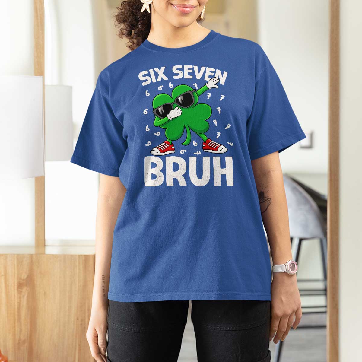 Funny Irish St Patricks Day Shamrock 67 Meme T Shirt For Women Six Seven Bruh Gen Alpha Slang