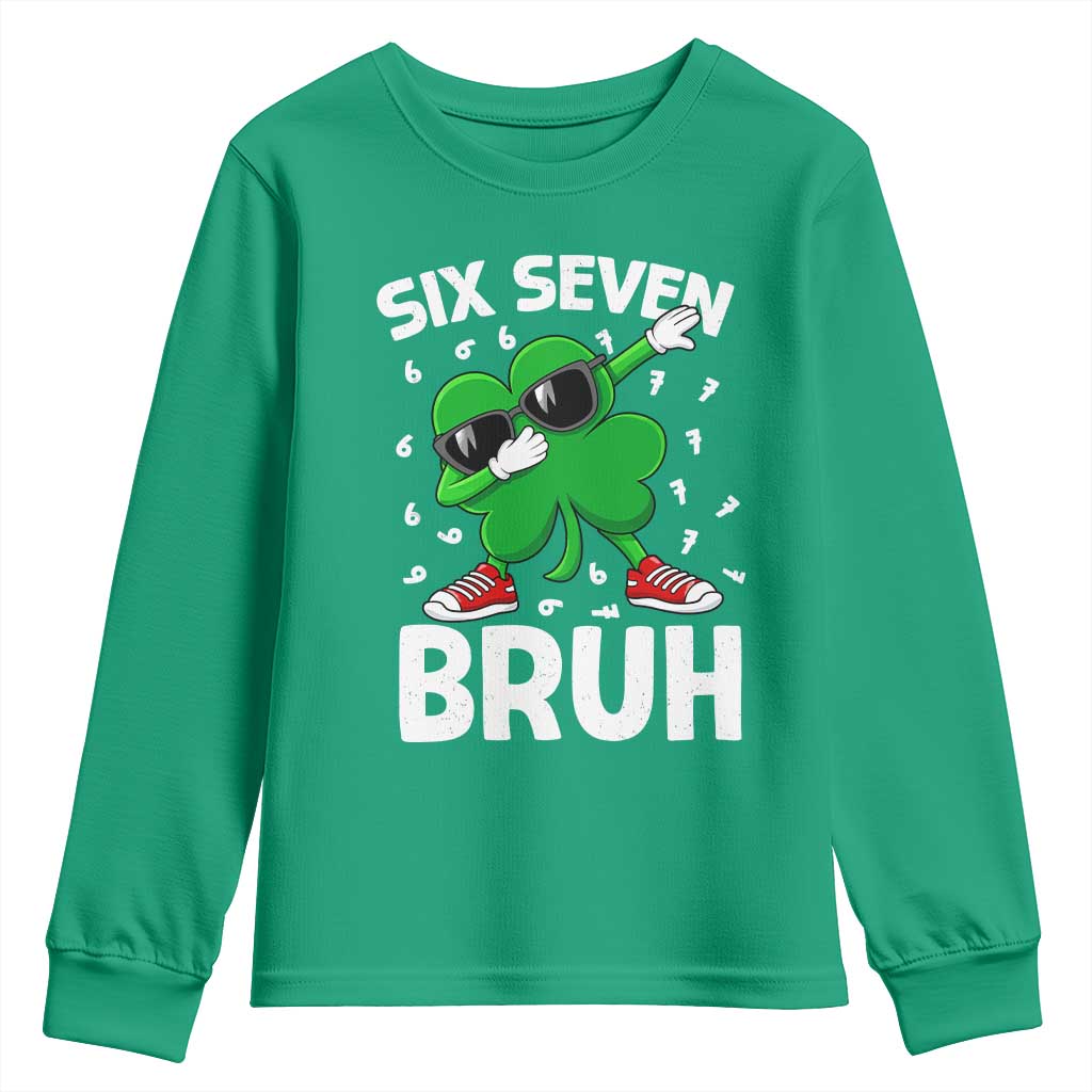 Funny Irish St Patricks Day Shamrock 67 Meme Youth Sweatshirt Six Seven Bruh Gen Alpha Slang