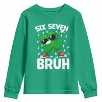Funny Irish St Patricks Day Shamrock 67 Meme Youth Sweatshirt Six Seven Bruh Gen Alpha Slang