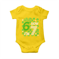 I Was 6 Now I'm 7 Baby Onesie Funny 7th 67 Birthday Meme Lucky Shamrock Checkered