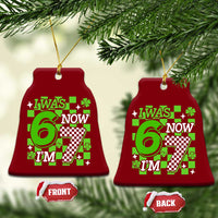 I Was 6 Now I'm 7 Ceramic Ornament Funny 7th 67 Birthday Meme Lucky Shamrock Checkered