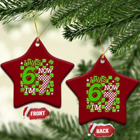 I Was 6 Now I'm 7 Ceramic Ornament Funny 7th 67 Birthday Meme Lucky Shamrock Checkered