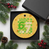 I Was 6 Now I'm 7 Ceramic Ornament Funny 7th 67 Birthday Meme Lucky Shamrock Checkered