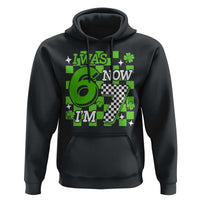 I Was 6 Now I'm 7 Hoodie Funny 7th 67 Birthday Meme Lucky Shamrock Checkered
