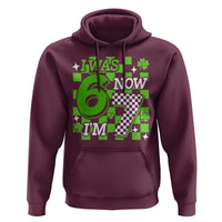 I Was 6 Now I'm 7 Hoodie Funny 7th 67 Birthday Meme Lucky Shamrock Checkered