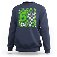 I Was 6 Now I'm 7 Sweatshirt Funny 7th 67 Birthday Meme Lucky Shamrock Checkered