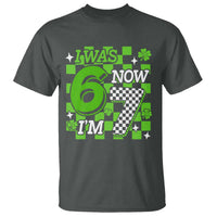 I Was 6 Now I'm 7 T Shirt Funny 7th 67 Birthday Meme Lucky Shamrock Checkered