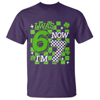 I Was 6 Now I'm 7 T Shirt Funny 7th 67 Birthday Meme Lucky Shamrock Checkered