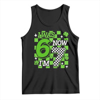 I Was 6 Now I'm 7 Tank Top Funny 7th 67 Birthday Meme Lucky Shamrock Checkered