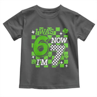 I Was 6 Now I'm 7 Toddler T Shirt Funny 7th 67 Birthday Meme Lucky Shamrock Checkered
