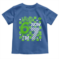 I Was 6 Now I'm 7 Toddler T Shirt Funny 7th 67 Birthday Meme Lucky Shamrock Checkered