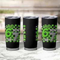 I Was 6 Now I'm 7 Tumbler Cup Funny 7th 67 Birthday Meme Lucky Shamrock Checkered