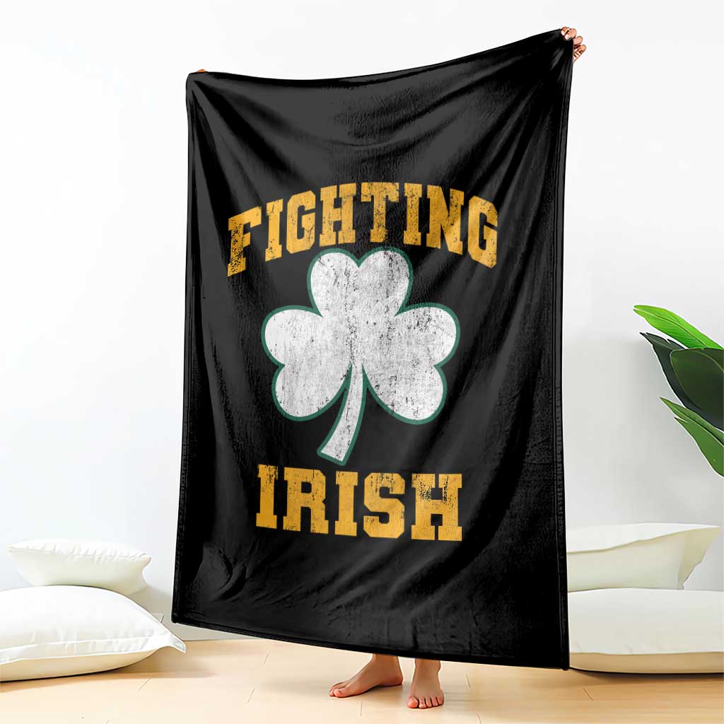 Vintage Fighting Irish Throw Blanket Retro History Gold Shamrock