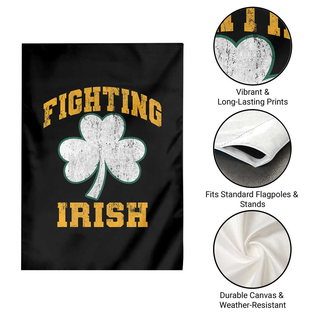Vintage Fighting Irish Garden Flag Retro History Gold Shamrock
