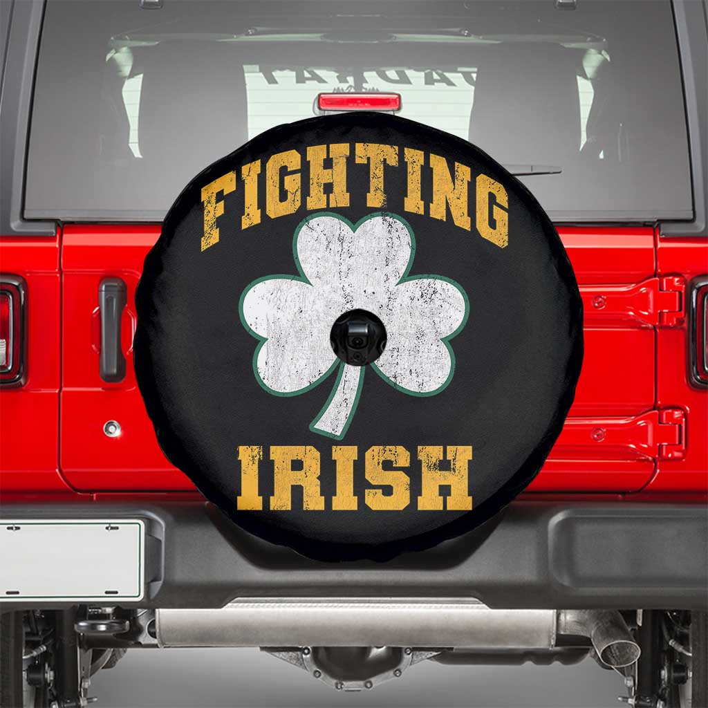 Vintage Fighting Irish Spare Tire Cover Retro History Gold Shamrock