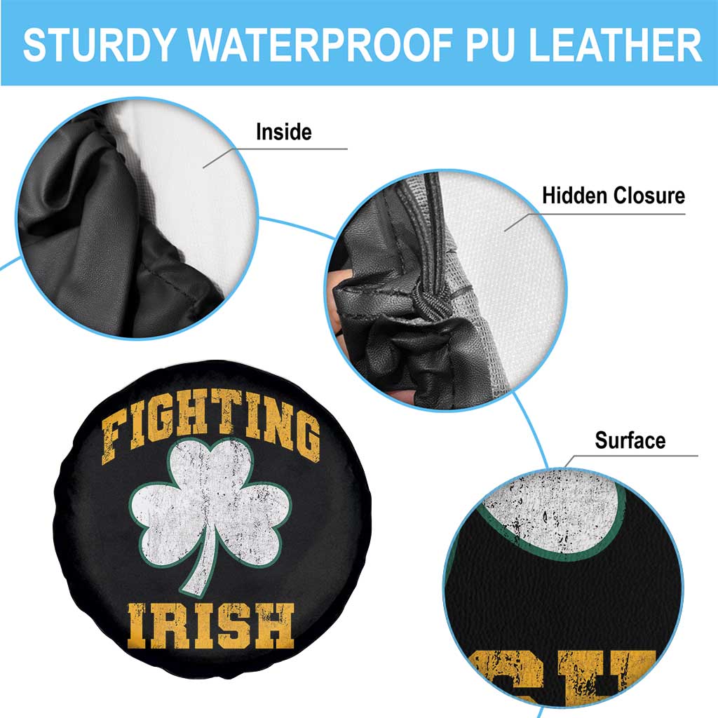 Vintage Fighting Irish Spare Tire Cover Retro History Gold Shamrock