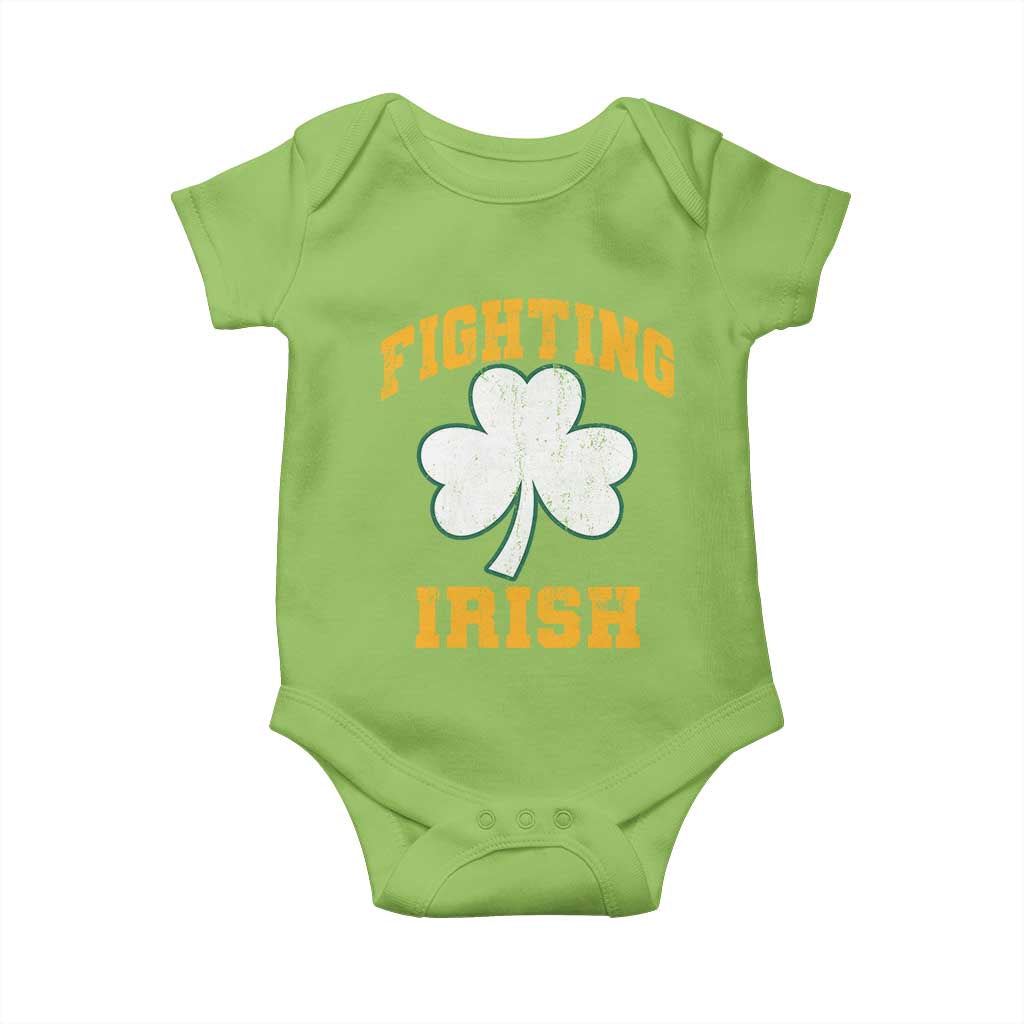 Vintage Fighting Irish Baby Onesie Retro History Gold Shamrock