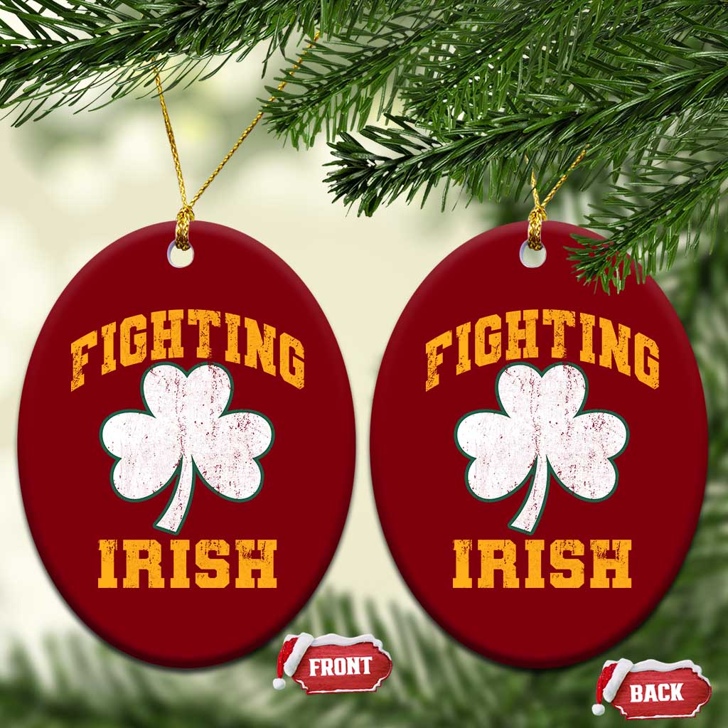 Vintage Fighting Irish Ceramic Ornament Retro History Gold Shamrock