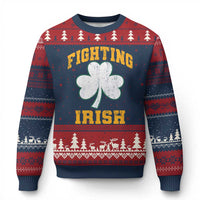 Vintage Fighting Irish Ugly Christmas Sweater Retro History Gold Shamrock