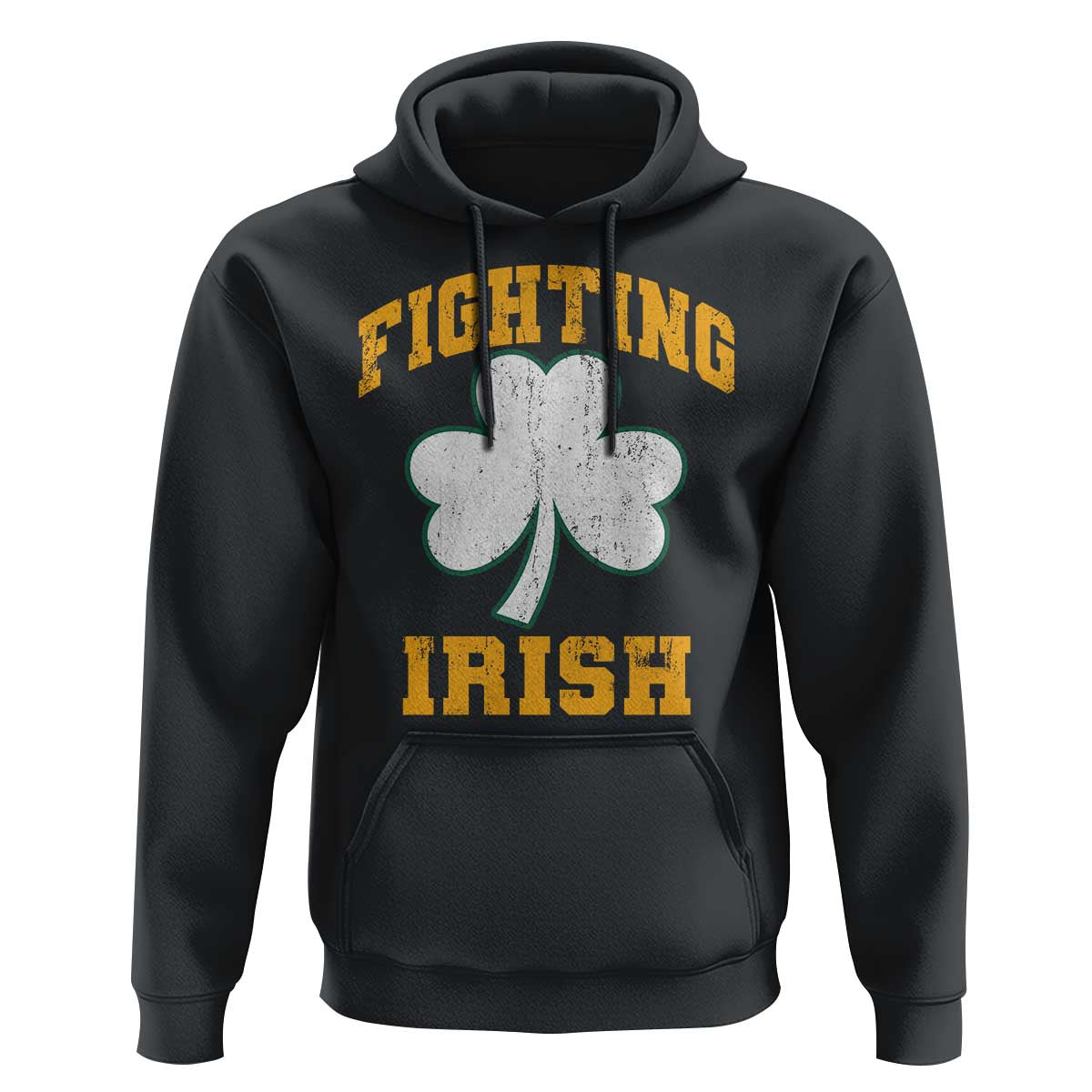 Vintage Fighting Irish Hoodie Retro History Gold Shamrock