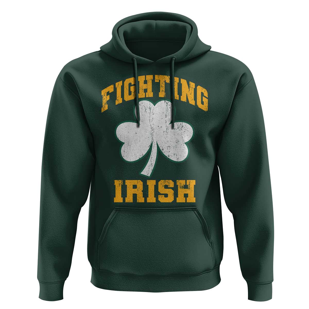 Vintage Fighting Irish Hoodie Retro History Gold Shamrock