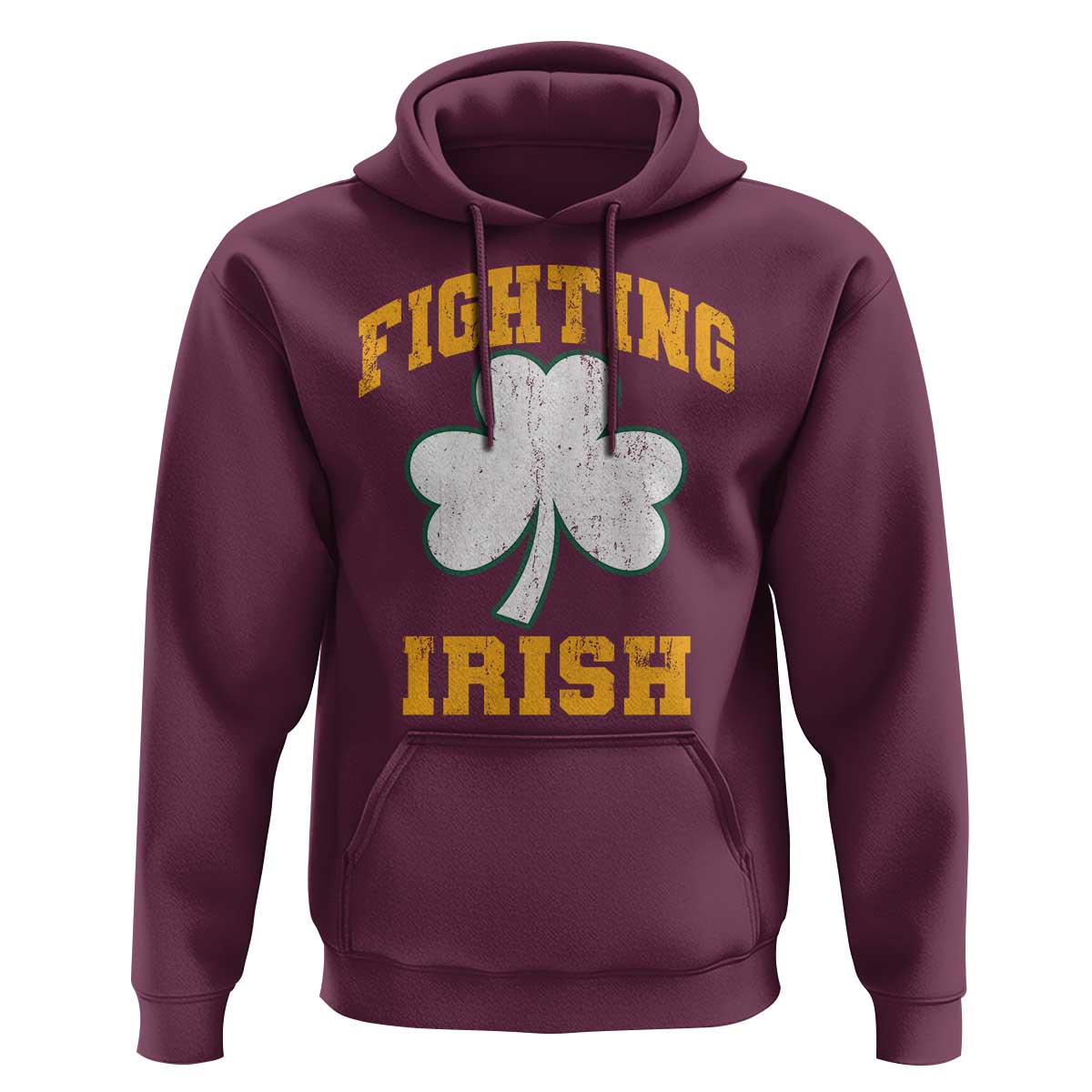 Vintage Fighting Irish Hoodie Retro History Gold Shamrock