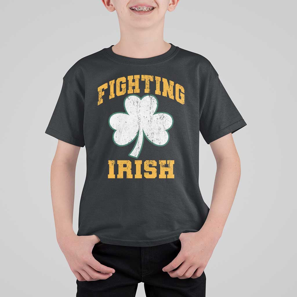 Vintage Fighting Irish T Shirt For Kid Retro History Gold Shamrock