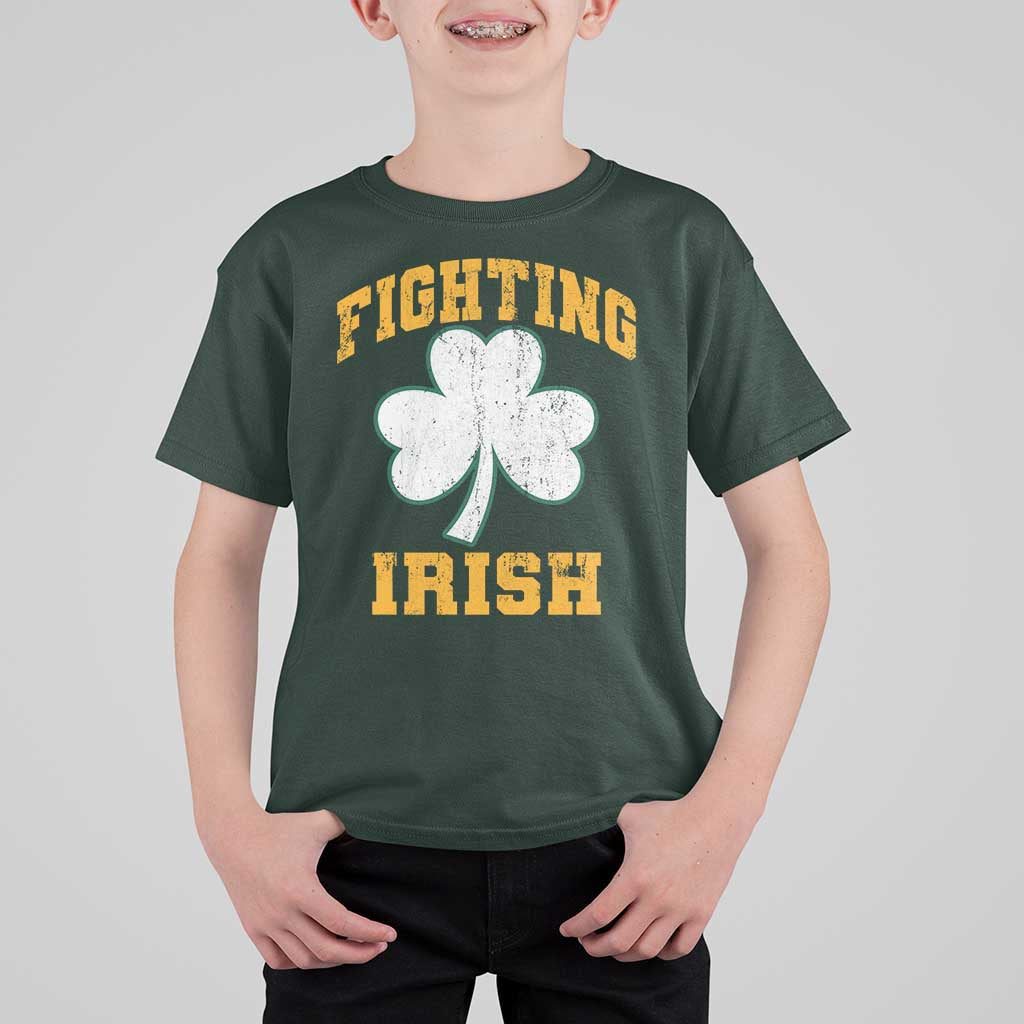 Vintage Fighting Irish T Shirt For Kid Retro History Gold Shamrock